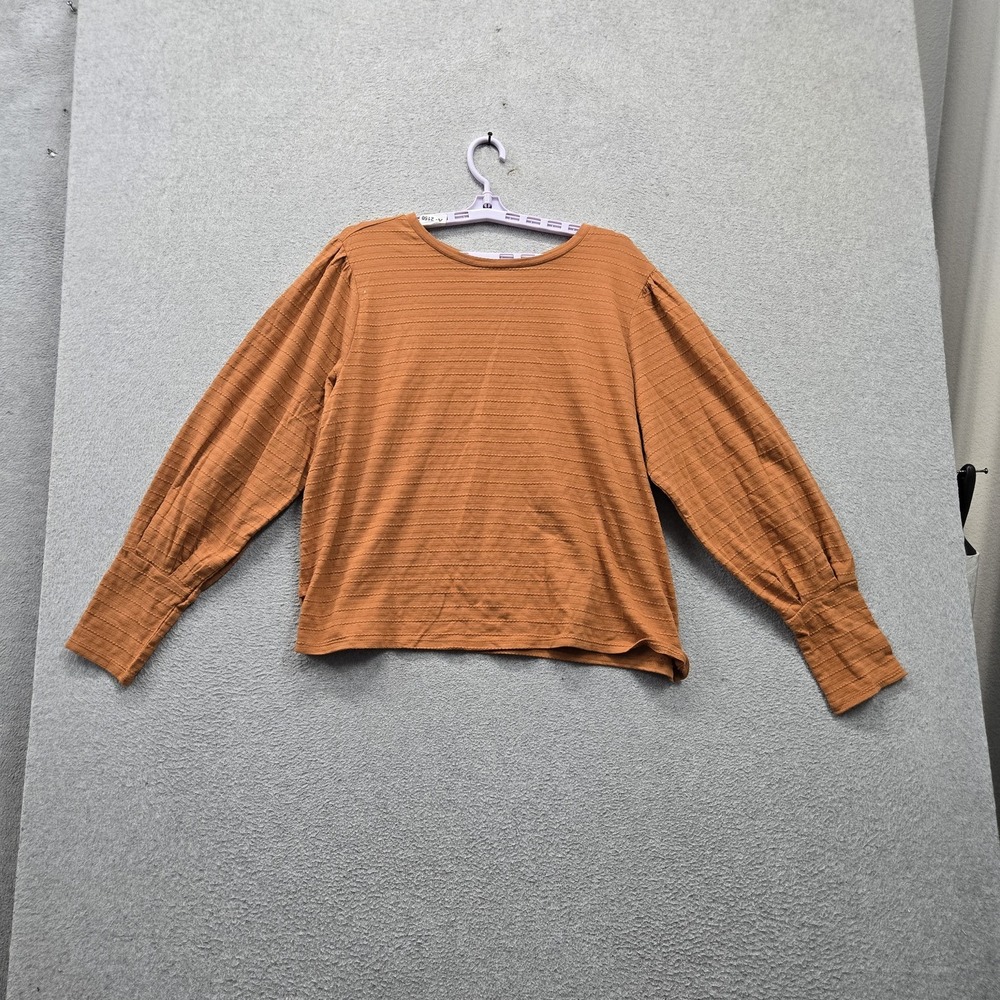 A.n.a Women Blouse XXL Brown Striped Crew Neck Pullover NWT